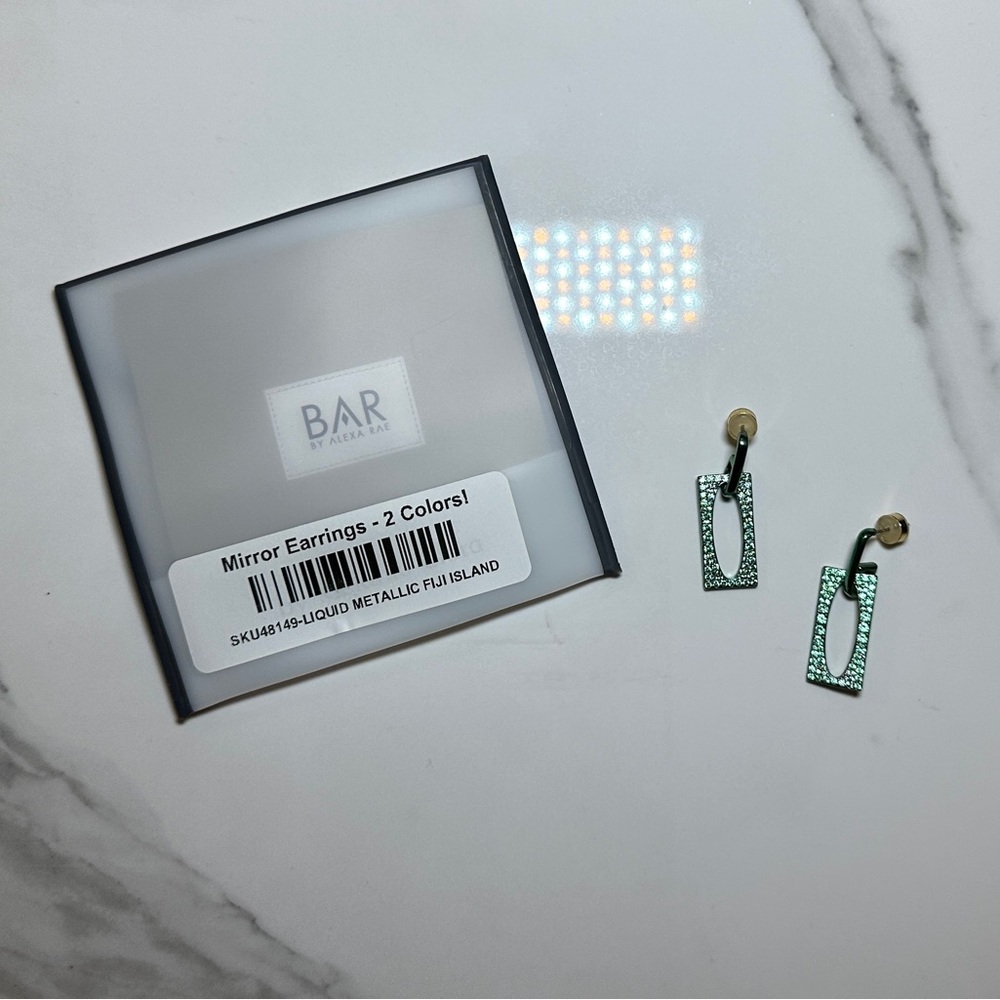 BAR by Alexa Rae Mirror Earrings -LIQUID METALLIC FIJI ISLAND